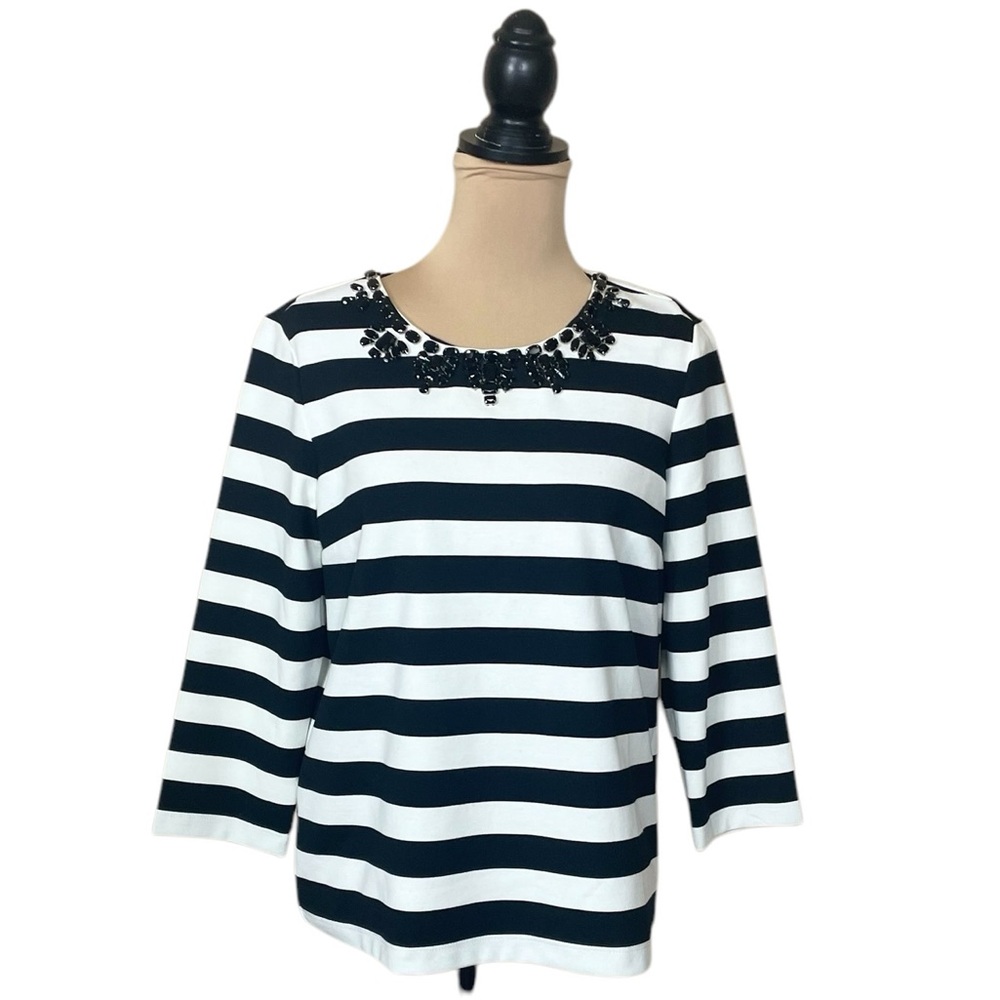 Cremieux Striped Top with Embellishments (G-1)